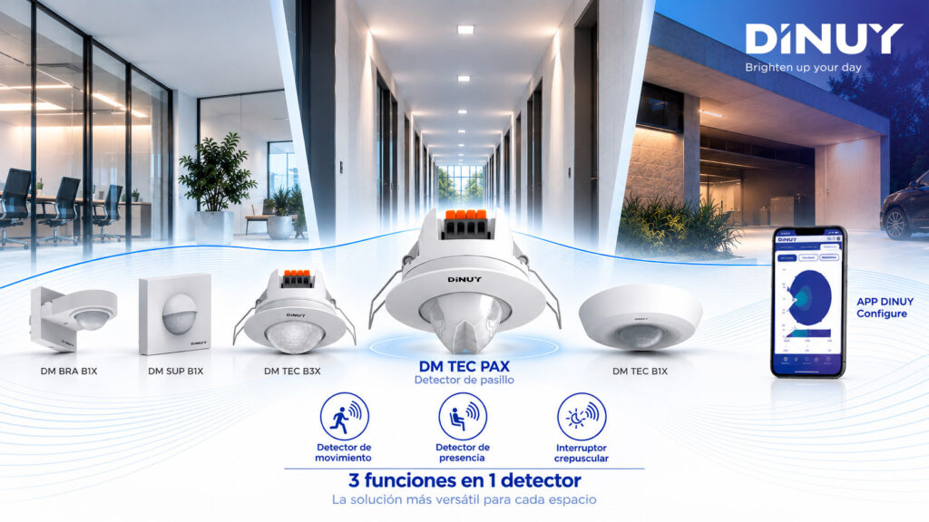DINUY completa su nueva generación de detectores multifunción con el DM TEC PAX para pasillos.