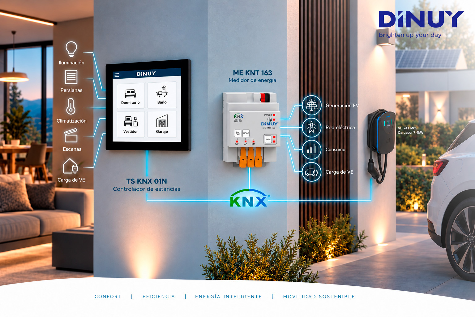 DINUY amplía su gama KNX con nuevas soluciones para el control inteligente y la gestión energética.