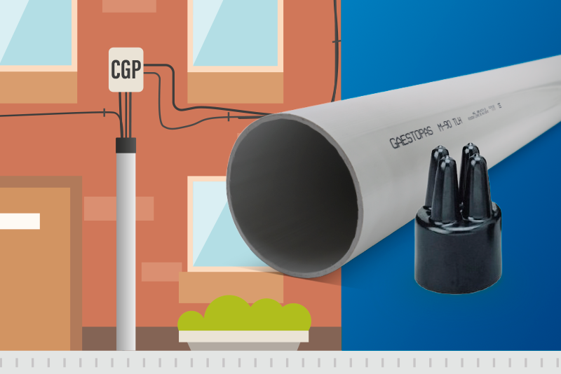 GAESTOPAS presenta el capuchón GGCP90-4 para el cierre del tubo TLH M-90 en acometidas.