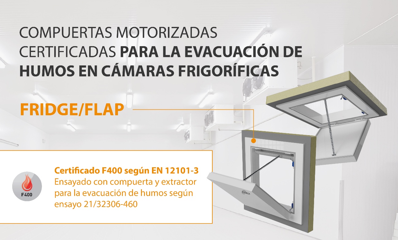 SODECA ofrece soluciones F400 para la evacuación de humos en cámaras frigoríficas.
