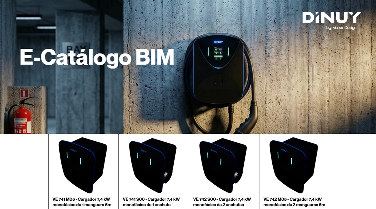 DINUY incorpora su gama eMobility al entorno BIM para facilitar el diseño digital de proyectos de recarga eléctrica.