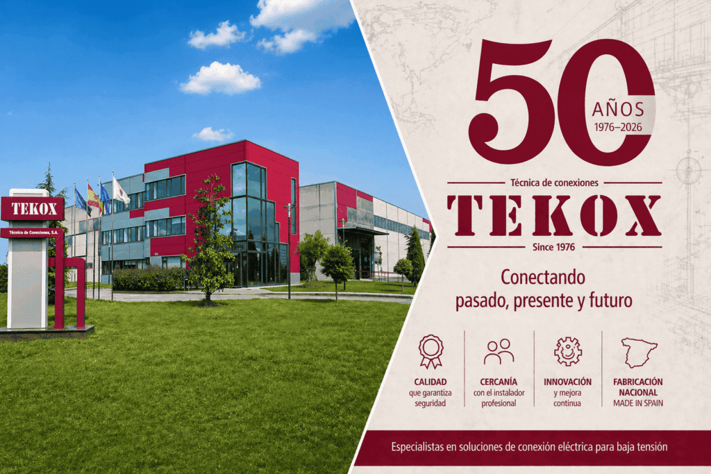 TEKOX cumple 50 años: cinco décadas reforzando la conexión eléctrica en baja tensión con fabricación nacional.
